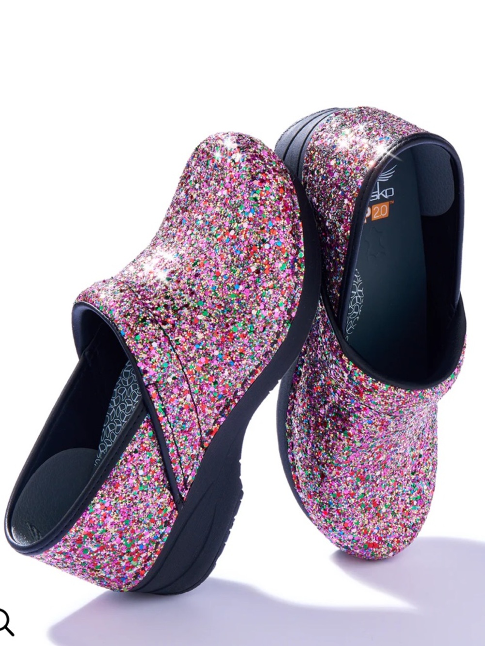 Dansko XP 2.0 Glitter Clogs ✨ Pink Multicolor Sparkle Nursing Comfort Shoes NWOT